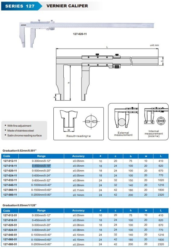 Analogové posuvné měřítko s prodlouženými čelistmi 100 mm