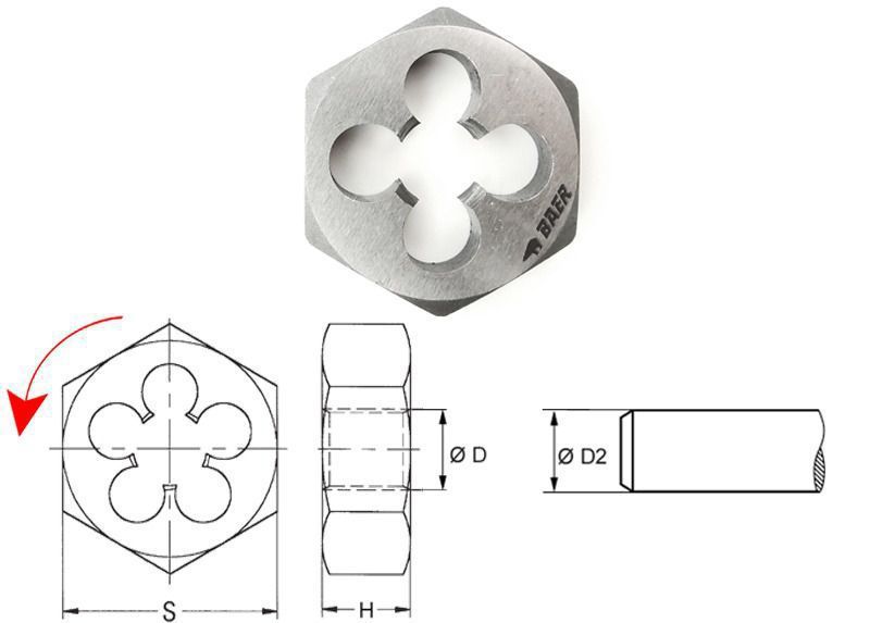 BAER HSS šestihranné závitové očko M - levý závit - Průměr: M 18 x 2,5