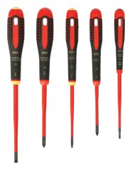 Sada šroubováků Ergo™™, izolovaných, úzka čepel, 5 ks, PH+PZ