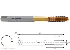 BAER HSSE-TiN tvářecí závitník (beztřískový), bez mazací drážky – DIN 371 (M4 - M10)