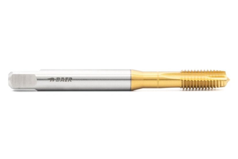 BAER HSSE-TiN strojní závitník s lamačem, řezný kužel B – (M 2 - M 10) – DIN 371 – pro legované oceli