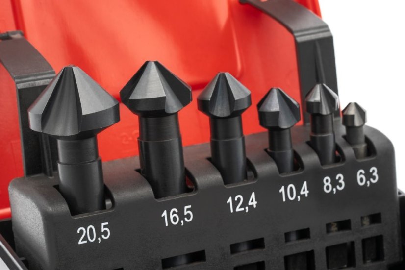 Sada záhlubníků 90° HSSE-VAP - 6,3 - 20,5 mm - pro NEREZ