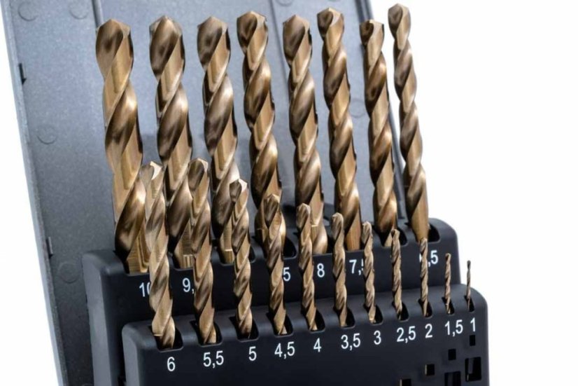 19-dílná sada vysoce výkonných kobaltových vrtáků BAER EXTREME HSS-E (1-10mm)