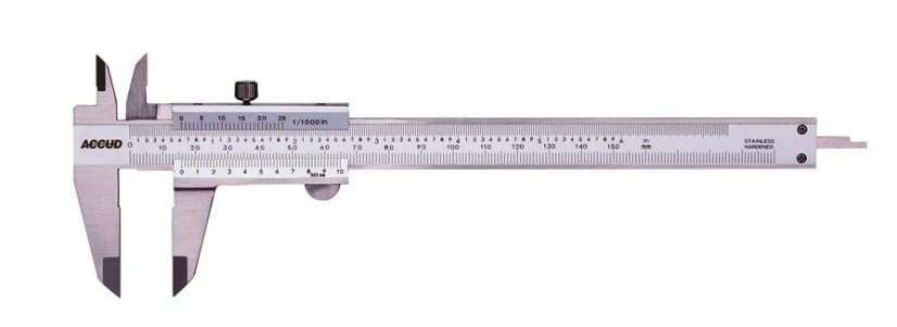 Analogové posuvné měřítko - Rozsah měření: 0-150mm/0-6" (přesné), Rozlišení: 0,02 mm, Přesnost: +/- 0,03mm