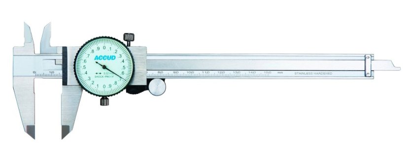 Analogové posuvné měřítko s číselníkem, odolné proti otřesům - Rozsah měření: 0-200mm/0-8", Rozlišení: 0,01 mm, Přesnost: +/- 0,03mm