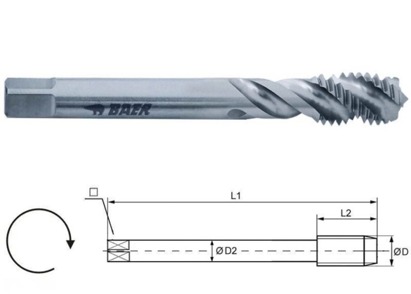 BAER HSSE závitník 35° RSP – NPTF - Průměr: NPTF 3/8 x 18