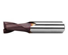 Fréza pro drážky per krátká, dvouzubá, nesouměrná, 25°, typ N, hladká stopka, povlak TiAlN