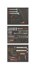 Kampaňový dílenský vozík, 26", 6 zásuvek, černý, včetně nářadí, 214 ks