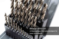 25-dílná sada vysoce výkonných kobaltových vrtáků BAER EXTREME HSS-E (1-13mm)